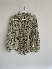 Image of Mint velvet Black Cream Yellow Floral Print Sheer Blouse Size 8 BN