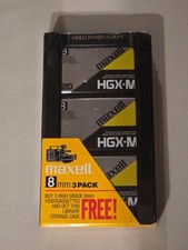 NEW SEALED Maxell HGX-M 8mm 120 Minutes Videocassette 3 Pack With Album Case