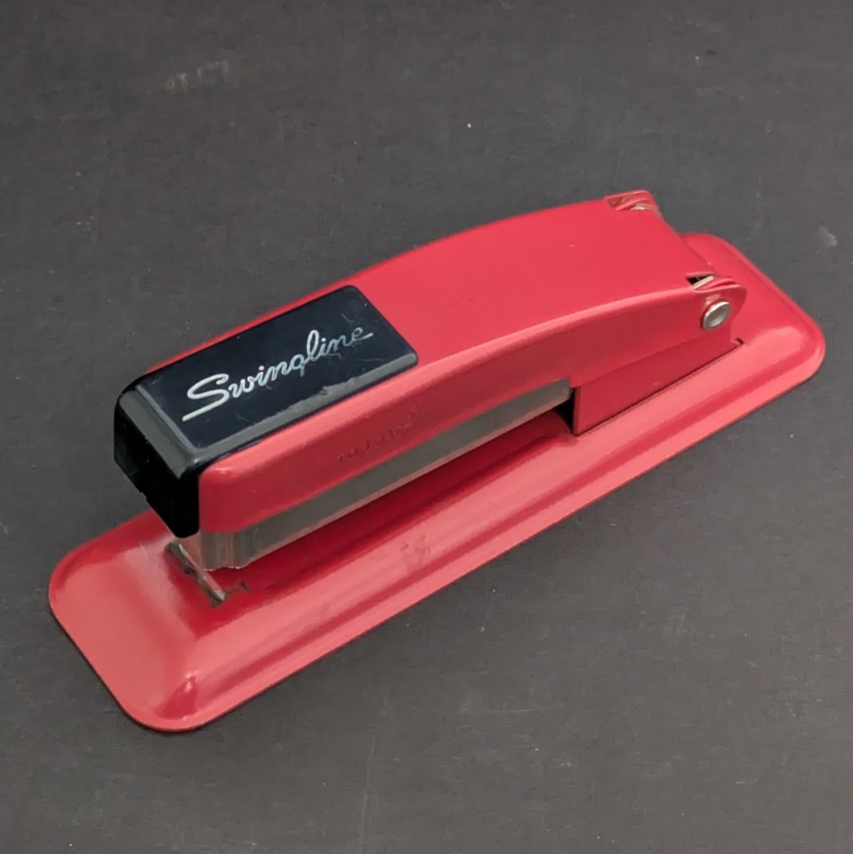 Vintage Swingline 711 Red Metal Stapler Made in USA MCM Retro Desk Accessory