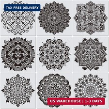 9 Pack 12 X 12 Inch Large Stencils for DIY Art Dot Reusable Mandala Stencils