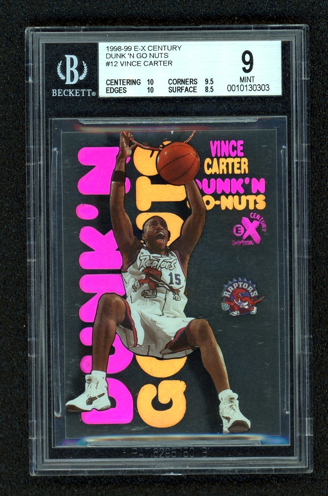 Vince Carter #12DG 1998-99 Skybox E-X Century Dunk 'N Go - Nuts BGS 9