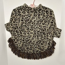 Girls Leopard Print Poncho Size 4-6 - Do Everything In Love - NWT