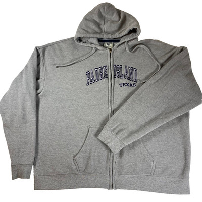 RAGWEAR USA Padre Island Texas Graphic Zip Up Hoodie Mens XL Grey