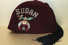 Vintage jeweled Freemason Shriner FEZ hat Sudan size 7 VERY ORNATE