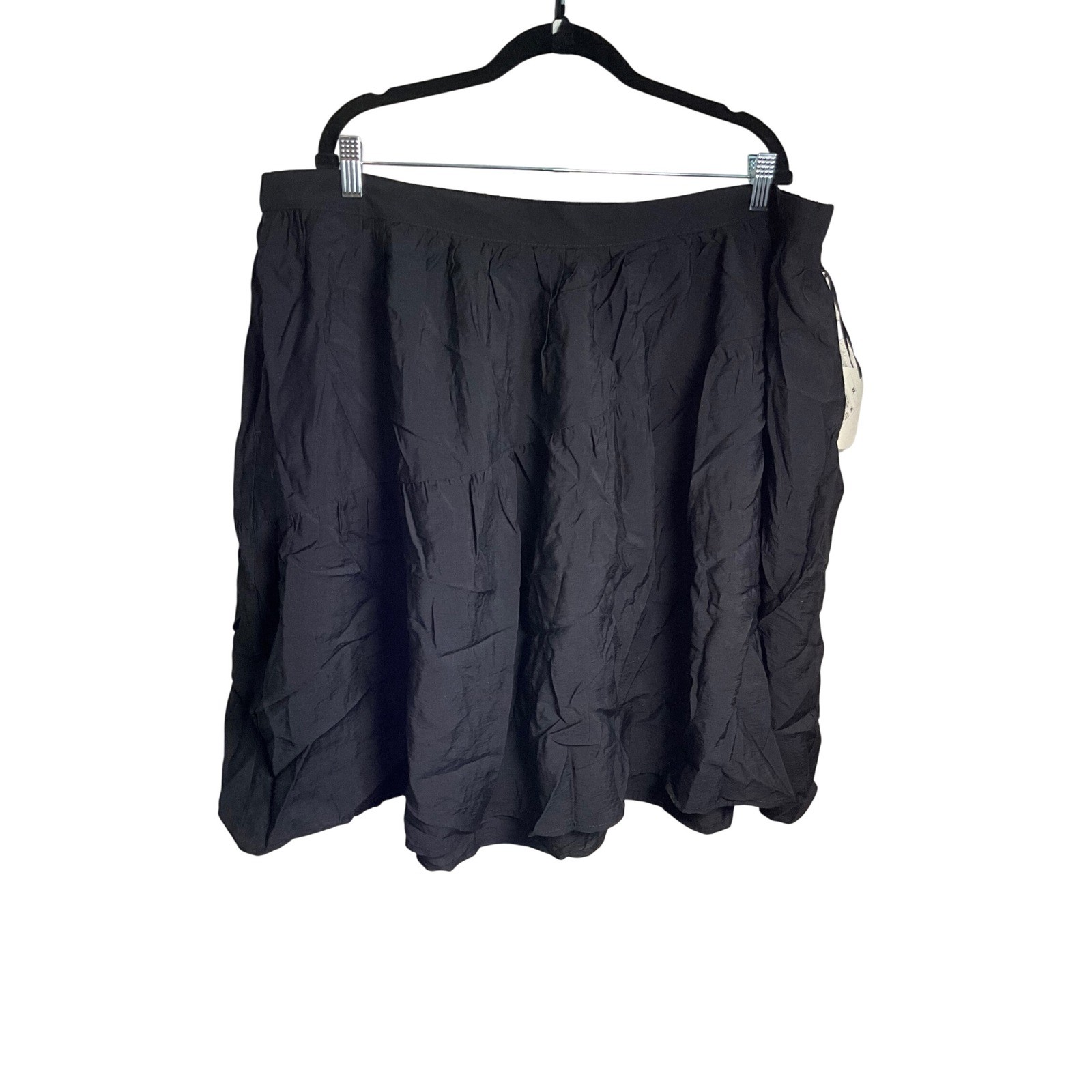 AVA & VIV Black Tiered Elastic Waist Knee Length Skirt - Women's 2X
