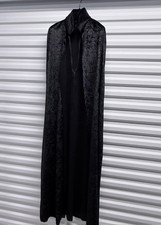 Underwraps Black Crushed Velvet Cape Halloween Costume Vampire Witch OS