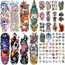 52 Pcs Temporary Tattoo for Kids Full Arm Castle Butterfly Cat Truck Dinosaur Ro
