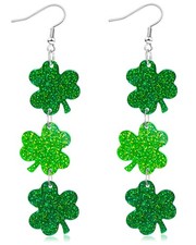 St Patricks Day Earrings for Women Irish Green Shamrock Dangle Earrings for W...