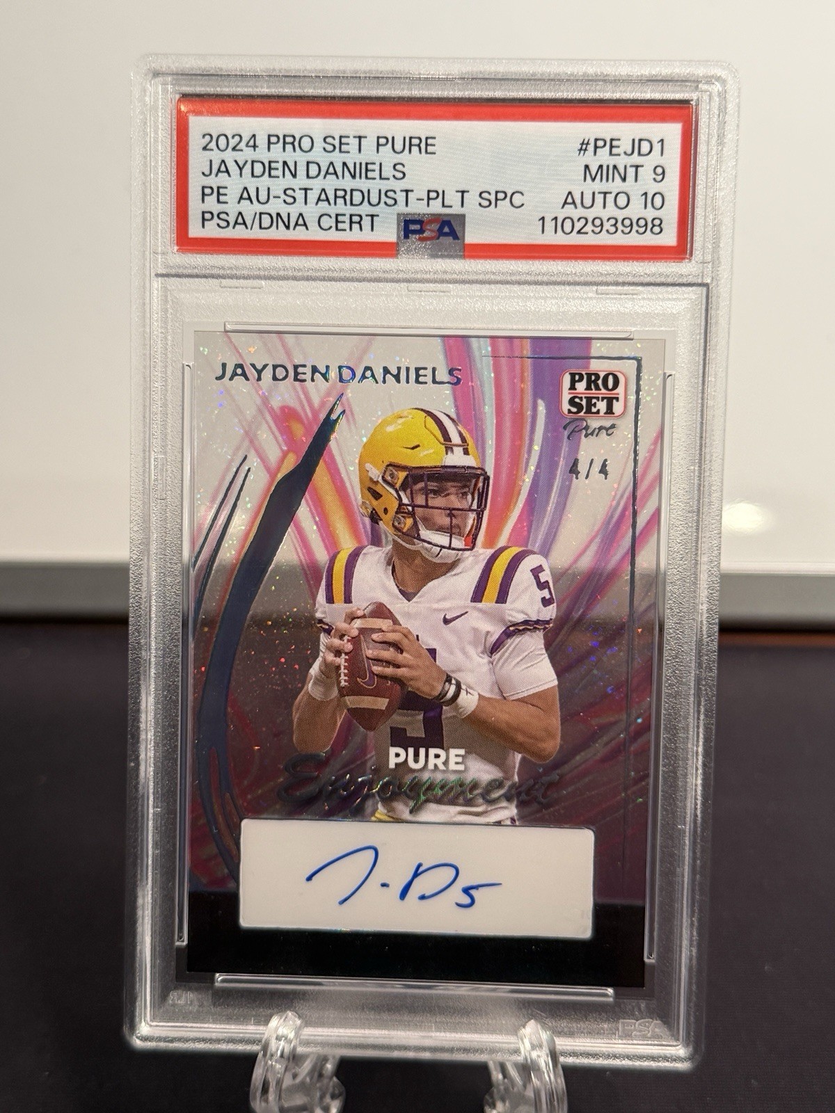 2024 Pro Set Pure- Jayden Daniels "Stardust" (RC) (AU) 4/4 PSA 9 #PEJD1 view 2