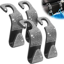 Sparkling Car Seat headrest Hooks, 4 Pack, White Purse Holder for Car Headrest,