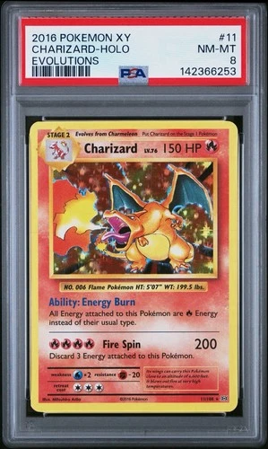 2016 XY Evolutions: Holo Charizard #11 PSA 8
