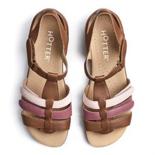 Image of Hotter Womens Solei Sandals Rich Tan-Dark Rose Size UK 6.5/40 -RRP £85