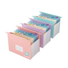 Expanding Hanging File Folders for Filing Cabinet, 7 Assorted Pastel