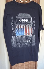 American flag and Jeep country road graphic T Shirt XL