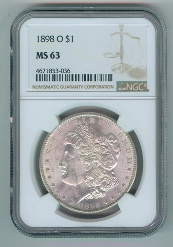 1898-O U.S. MORGAN SILVER DOLLAR - KM#110 - NGC SLABBED - MS63