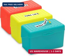 Index Card Holder 3x5, Index Card Box Organizer, 3 Pack, Primary Colors Pl