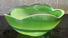 Vintage Murano Venezia Green Art Glass Bowl  I Italy     Venetian Glass
