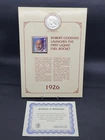 1926 S Silver Peace $1 Dollar On Card w/ $60 Guyana Rocket Launch Stamp COA