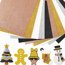 40 Pcs Christmas Glitter Foam Sheets Craft 8 x 12 Inch, 5 Colors Sparkle Foam...