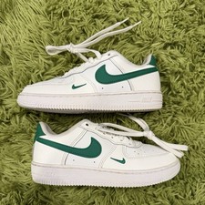 Nike Air Force 1 White Green Malachite 40th Anniversary Kids Sneakers 13C