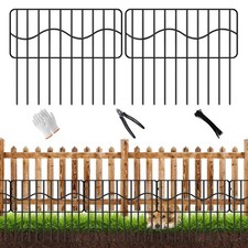 10ft L x 13in H Garden Animal Barrier Fence, 7panels No Dig Fences, Small D...