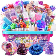 Confetti Slime Kit, Sparkling Slime Making Kit, DIY Craft Set with Clear Glue...