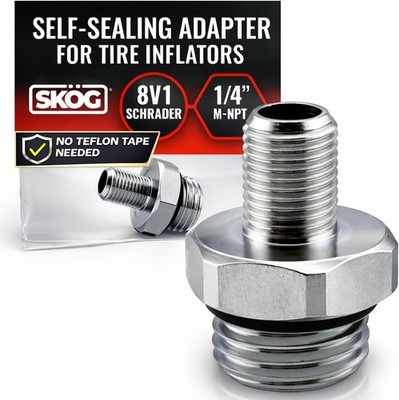 Self-Sealing Tire Inflator Adapter   1/4  NPT Male to Schra Number of Items: 1
