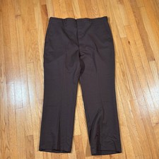 Vintage 70s Sears Brown Polyester Pleated Trousers 40x31