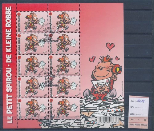 XE62360 Belgium 2014 comics cartoons FDC/souvenir cancels XXL sheet used