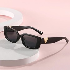 Retro Rectangle Sunglasses Women/Men Unisex with Fashion V-shaped Foots Outdoor