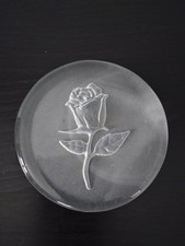 Lenox Frosted And Clear Rose Paperweight 3.5 In Diameter