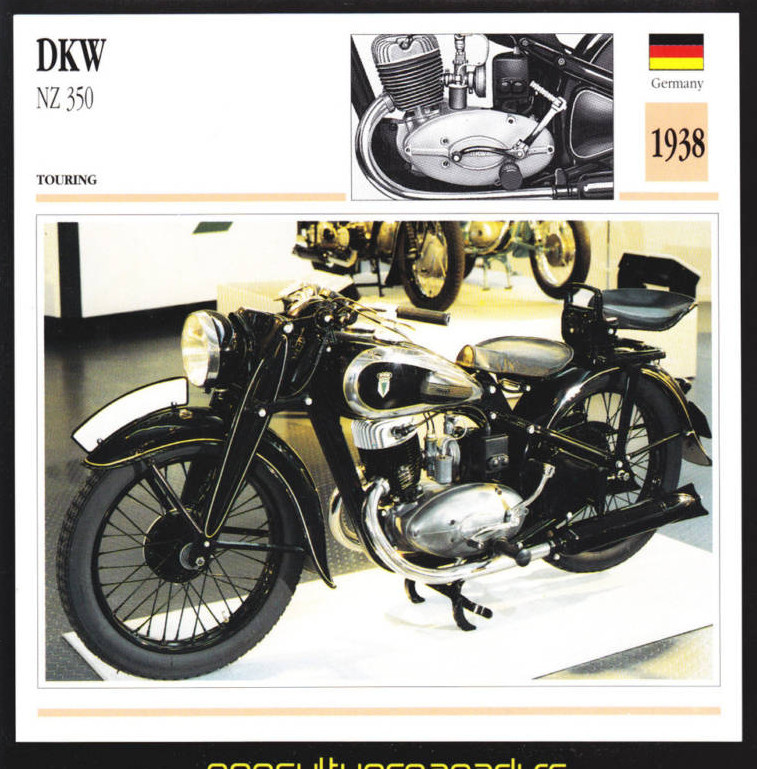 バイイーページ 1938 DKW D.K.W. NZ 350 (343cc) German Race Motorcycle Photo Spec