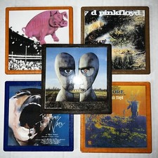 DIY 5 Handmade Wood & Cork Drink Coasters PINK FLOYD Saucerful More Division Wal