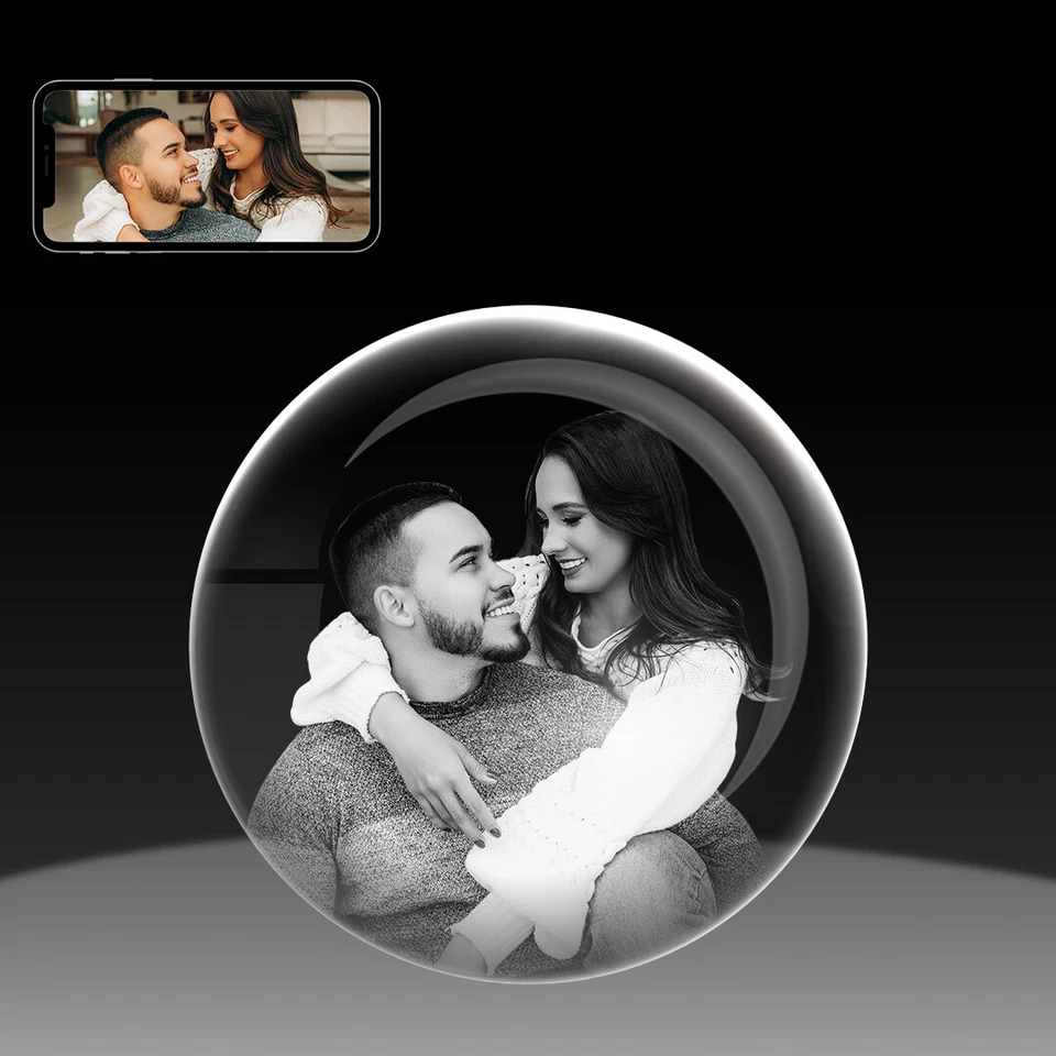 Bola de Cristal 3D, Grabado Láser Foto 3D Regalos para Cumpleaños Boda Aniversario Foto 3 de 4