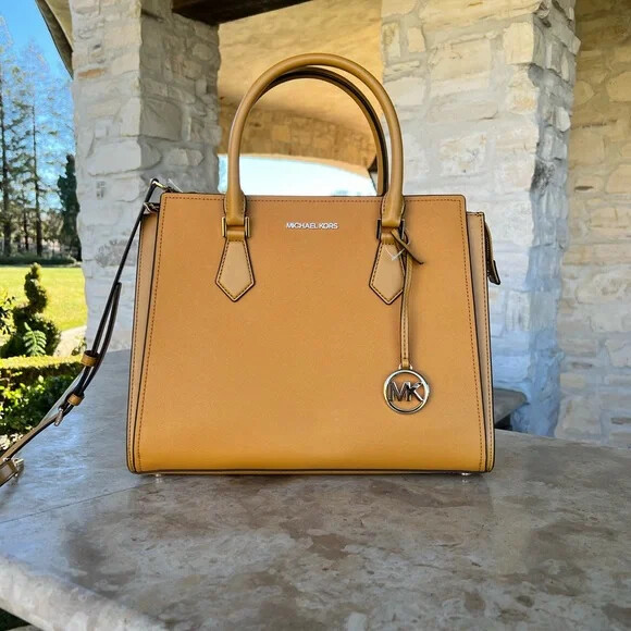 Michael Kors Hope Large Leather Satchel/ Wallet Options Marigold Gift Rare NWT image 3
