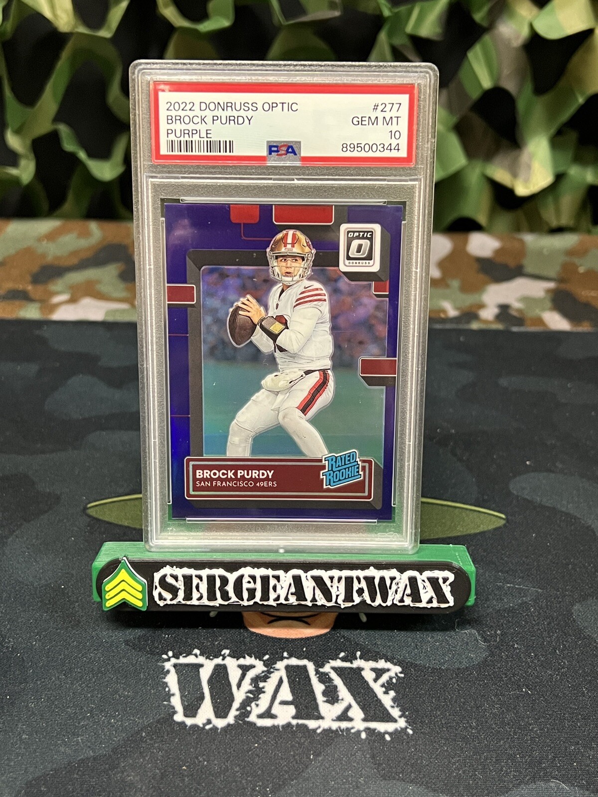 BROCK PURDY 2022 DONRUSS OPTIC PURPLE /50 PRIZM RATED ROOKIE RC PSA 10 GEM #277