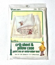 Vogart Crafts Permanent Press Crib Sheet & Pillow Case ERNIE #9442 Sealed Rare