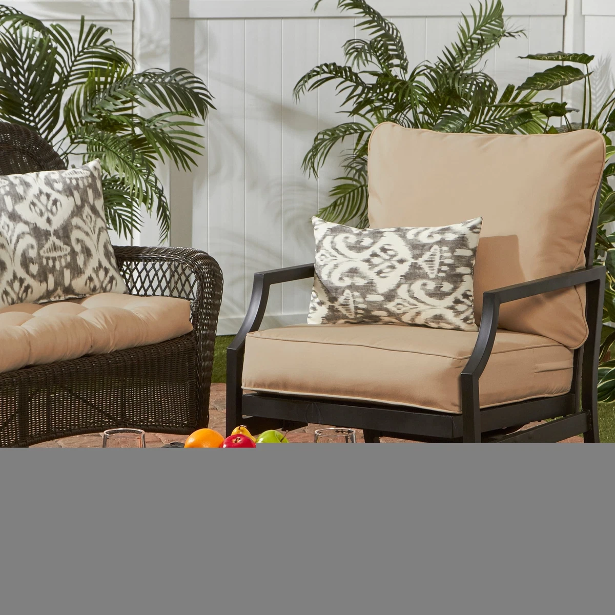 Deep Seat 25 inch Outdoor Back and Seat Chair Cushion Set Durable UV Resistant