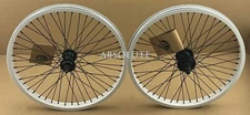 20"x2.125 BMX BIKE ALLOY Front OR 9T Cog Rear Wheel 48 Spoke Sealed Bearing WHT.