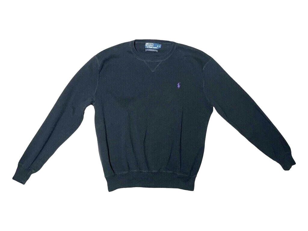 Polo Ralph Lauren maglione girocollo uomo L nero felpa viola pony vintage Y2K