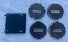 vintage manitowoc whiskey cup coaster set of 4 with holder made in the USA