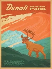 Denali National Park 3 Travel Poster Print  Reproduction Giclee Print 11x17