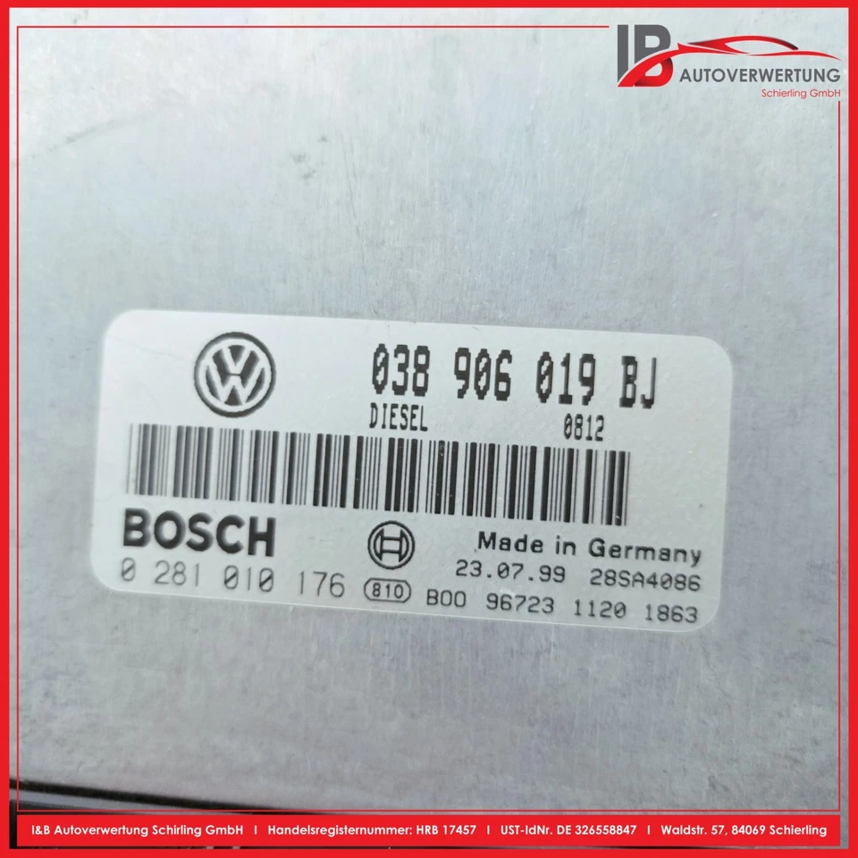 KIT CENTRALINA MOTORE VW PASSAT 3B2 1.9 TDI 038906019BJ 4B0905851A ORIGINALE - Immagine 4 di 4