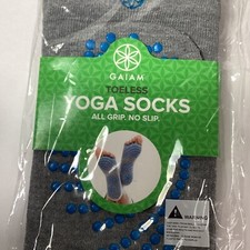 GAIAM Toeless Yoga Socks Small/Medium Grey Black Women 5-10 Men 4-9 New