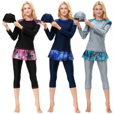 Muslim Women Swimwear Full Cover Modesty Swimsuit Islamic Burkini Beachwear Sets