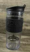 BODUM  Coffee&Tea PRESS & Tumbler Stainless Silicone Gray Lid Grip & Bottom