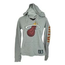 NBA Unk Miami Heat Ladies Women Distressed Hoodie Rhinestone Hooded Sweater Grey