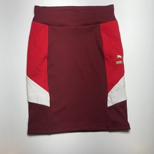 Gonna PUMA Maroon con pannello laterale bianco a costine retrò aderente taglia S/P