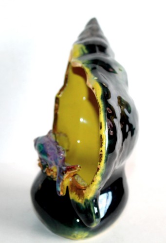 VALLAURIS JOLI VEILLEUSE LAMPE COQUILLAGE BULOT POISSON CORAIL CERAMIQUE EMAILLÉ - Imagen 3 de 13