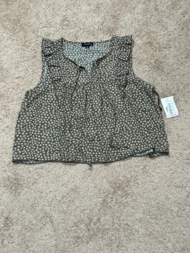Originality Womens Shirt Size Medium Multicolor Floral Ruffle Tie Front Cropped